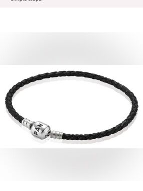Pandora Black Braided Leather Bracelet with Silver PAN Clasp